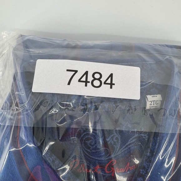 Robert Graham Mens 2XL Classic Blue Paisley Stripe Button Down Shirt - Picture 8 of 8